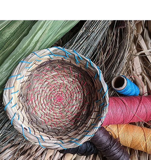 stitched and coiled basket